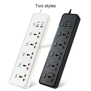UK/US/EU Plug 5 Outlets Universal Standard Socket With Independent Switch 2M Wire 13A 250V 3250W Power Strip Extension