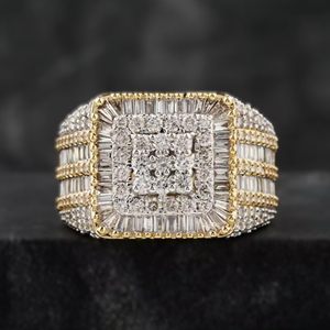 Bague en diamant Moissanite VVS or massif 14 carats bijoux fins Hiphop Style bague en diamant taille baguette pour hommes - Product Image 1