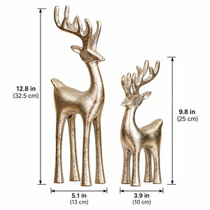 Ensemble de 2 sculptures de cerfs en métal argenté, décoration animale moderne pour table de Noël, décoration de la maison, thème des fêtes d'hiver - Product Image 4