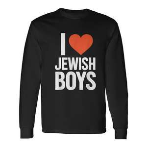 T-shirt à manches longues avec cœur rouge pour garçons juifs, I Love Jewish Boys - Product Image 1
