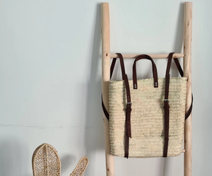 Sac à dos en paille de qualité supérieure, style panier français et marocain, sac de plage, sac de marché - Product Image 1