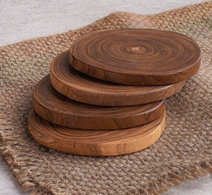 Best Quality Acacia Wooden Round Classic Eco-Friendly <b>Coaster</b> Hard Resin Teacup Holder Blatant Exports Drink Mats & Pads - Product Image 1