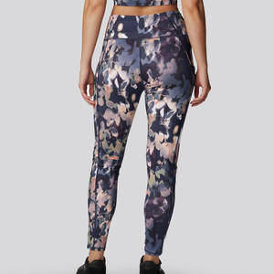 เลกกิ้งออกกำลังกายเอวยางยืดสำหรับผู้หญิงเลกกิ้งโยคะพิมพ์ลายสีย้อม - Product Image 3