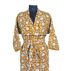 Indian Kantha Kimono <b>Jacket</b> Handmade Cotton Quilted Floral Robe <b>Women</b> Long <b>Summer</b> Wear Beach Style - Product Image 3