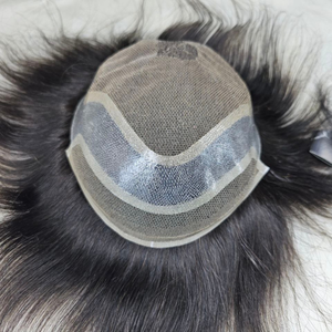 Peluca de Cabello Humano Natural 100% para Hombre, con Encaje, Estilo V-Loop, Ondulado Natural, Textura Lisa y Ondulada Profunda - Product Image 3