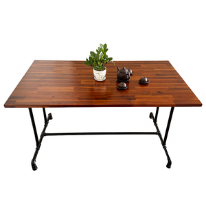 Rectangular Melaleuca Wood <b>Dining</b> <b>Table</b> 140x80cm with Pipe Legs & Assembled for Home Office BA68142 - Product Image 1