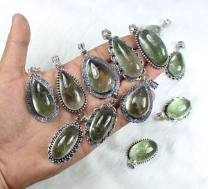 Collier Pendentif Améthyste Verte Pierres Précieuses Designer Pendentif Plaqué Argent avec Lunette Réglage Incrustation Mix Bijoux en Cristal - Product Image 3