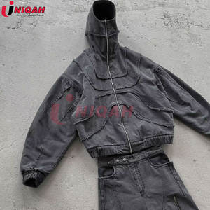 เสื้อมีฮู้ดแนวสตรีทฮิปฮอปสไตล์วินเทจสไตล์ฮาราจูกุสำหรับผู้ชายผู้หญิงชุดฤดูหนาวแบบโอเวอร์ไซส์พิมพ์ลายปักโฟมแบบประกบกัน - Product Image 5