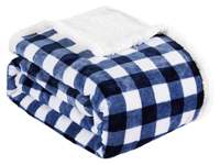 Couverture en flanelle ultra-douce et luxueuse, motif à carreaux, 50 x 60 pouces, 100% polyester, dos en polaire sherpa, fabriquée en Inde