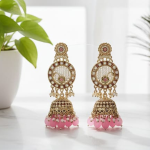 Bijoux ethniques faits à la main - Élégantes boucles d'oreilles fines en or antique pour les mariages, les festivals et les soirées - Product Image 4