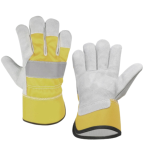 Gréeur canadien de qualité supérieure Gants de sécurité en construction Cuir de vachette fendu Abrasion Résistant à la chaleur Protection des mains et des bras - Product Image 5