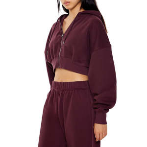 Sweat à capuche oversize pour femme en tissu polaire, décontracté d'hiver, à épaules tombantes - Product Image 3