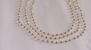 Chaîne de chapelet en perles de verre pyrite dorées plaquées argent, perles facettées de 3 mm, chaîne à perles sur fil pour la fabrication de bijoux - Product Image 2
