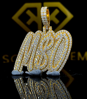 Pendentif personnalisé avec nom pour enfants et hommes, style hip-hop, en moissanite de qualité VVS, bijoux glacés, plaqué or jaune, argent sterling 925