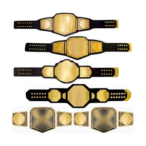 Ceinture de champion du monde plaquée or personnalisée avec plaque métallique 3D globe lion et ceinture en cuir véritable - Product Image 2