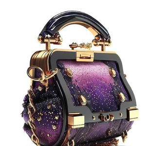 Bolso floral artístico en 3D con pétalos morados brillantes y texturas esculturales oscuros y fluidas. # venta al por mayor - Product Image 2