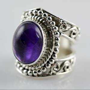 Navya Craft's <b>Boho</b> Fine Jewelry Amethyst 925 Sterling Silver Handmade Women <b>Ring</b> Rhodium Plated Custom Size 4 14 Everyday Wear - Product Image 2