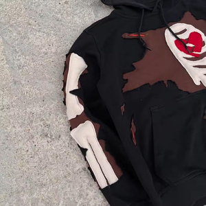 Sweat-shirts à capuche surdimensionnés pour hommes de qualité supérieure, 100% coton, impression en relief, poids lourd, streetwear, service OEM disponible - Product Image 5