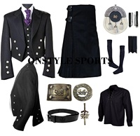 Ensemble de kilt écossais pour homme, léger et durable, de haute qualité, gris, pour les amateurs de musique écossaise, en laine acrylique, logo personnalisé, mariages, ONSTYLE