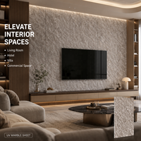 Panneau mural décoratif en PVC MORLENX, texture rocheuse marron gris, pour revêtement mural intérieur commercial