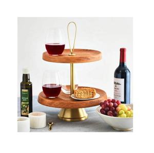 Support à gâteau à 2 niveaux en bois d'acacia écologique, présentoir à desserts et plateau de service pour cupcakes/fruits, idéal pour les pâtisseries et les mariages - Product Image 5
