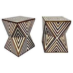 Console créative en incrustation d'os Protection de l'environnement Tabouret en bois vintage Coiffeuse Escabeau pour meubles de maison - Product Image 1