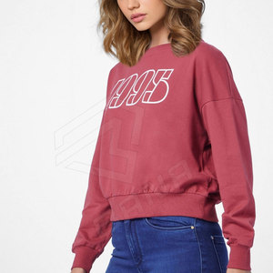 Haute qualité femmes col rond sweat coton polaire imprimé lavage à l'acide Technique tissu éponge brodé décontracté pour l'hiver - Product Image 2