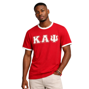 Camiseta Kappa Alpha Psi Krimson Premium de Chenille con Ribete, Talla Real, Algodón Premium, Bordada, Ropa de Fraternidad Griega - Product Image 1
