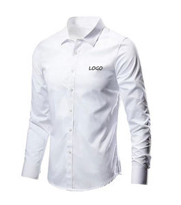 Venta al por mayor de camisas casuales personalizadas de algodón de 180 gramos para hombre de color sólido con tamaño y logotipo para la primavera de uso al aire libre - Product Image 5