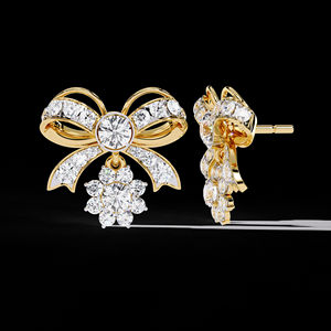 Boucles d'oreilles de luxe en forme d'arc en or 18 carats faites à la main avec des diamants de laboratoire au design élégant - Product Image 1