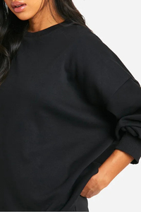 Sudadera de cuello redondo de algodón 100% al por mayor, sudaderas con capucha para mujer, ropa deportiva de manga larga para mujer, Sudadera negra de gran tamaño para mujer - Product Image 4