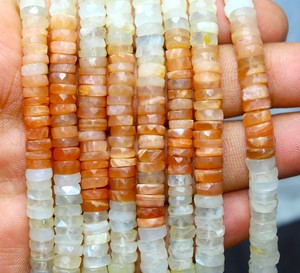 Perles de pneu Heishi à facettes en pierre de lune naturelle multi perles de pierre de lune 5-6mm pour la fabrication de bijoux prix de gros de l'Inde - Product Image 4