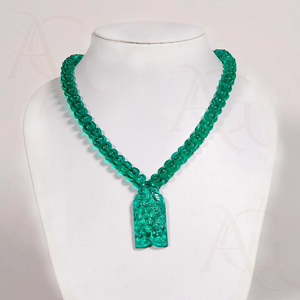 Cuentas de collar de Esmeralda cultivadas en laboratorio, hilo de piedras preciosas de corte Nano verde pulido liso facetado para fabricación de joyas personalizable - Product Image 1