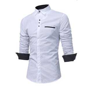 Nouvelle Chemise Habillée Décontractée pour Homme à Col Carré, Anti-Plis, avec Fermeture Éclair, en Flanelle Polyester/Coton 480g, Collection Printemps - Product Image 3