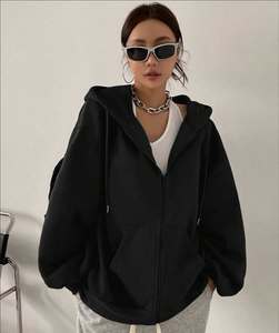 Sudadera con capucha de 100% algodón para hombre Street-Style Heavyweight con cremallera, estampado, diamantes de imitación aplicados con calor y acabado de lavado ácido - Product Image 3