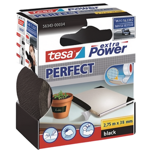 Extra Power 56343 Black Fabric Tape 2.75 m Length 38 mm Width <b>Raincoat</b> Accessory by TESA - Product Image 3