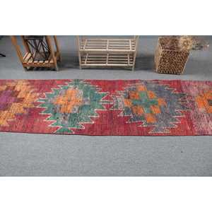 2.3x10.1 ft Vintage Turkish Rug, <b>Runner</b> Rug, Herki <b>Red</b> Wool Rug - Product Image 3