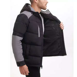 Blouson d'hiver matelassé pour homme en tricot respirant, coupe-vent et écologique, avec impression personnalisée, à capuche, tendance streetwear - Product Image 2