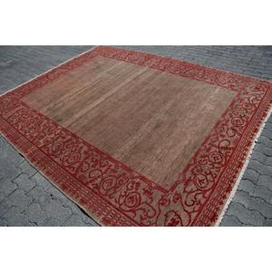 7.9x9.7 ft Vintage Turkish Rug, Oversize Rug, <b>Brown</b> <b>Wool</b> Rug - Product Image 2