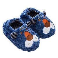 Chaussons chauds en peluche pour enfants, à enfiler, motif animal, semelle en caoutchouc, chaussures d'intérieur d'hiver pour garçons et filles