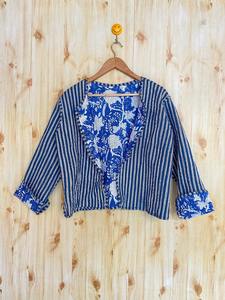 แจ็คเก็ตบุนวมผ้าฝ้ายงานทำมืออินเดีย, เสื้อโค้ทสไตล์โบโฮพิมพ์ลายบล็อกใช้ได้ทั้งผู้หญิงและผู้ชาย - Product Image 2