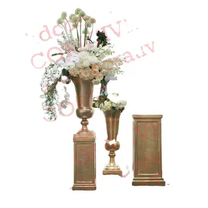 धातु सोने के फूल Urns गुलदस्ते और स्तंभ शादी Centerpieces के लिए थोक मूल्य नई मंजिल कलश फूलदान