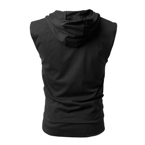 Venta al por mayor hombres personalizar diseño de logotipo entrenamiento con capucha camisetas sin mangas deportes culturismo Stringer músculo hombres sin mangas gimnasio sudaderas con capucha - Product Image 2