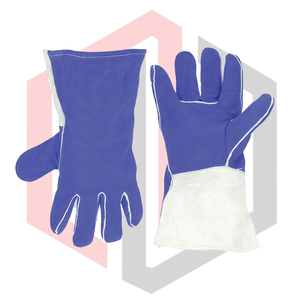 Guantes de Soldadura, Guantes Largos con Costuras de Kevlar, Azules, Personalizados, de Cuero, Antideslizantes, Resistentes a Desgarros, Transpirables, de Seguridad - Product Image 4