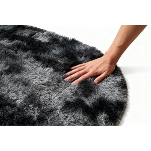 Tappeto Ovale Tie-Dye in Poliestere Ultra Morbido Antiscivolo 31x62 Grigio Scuro per Soggiorno Camera da Letto Ingresso - Product Image 6