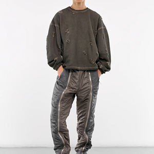 OEM Custom Heavy Weight Distressed Sweatshirts pour hommes de bonne qualité pour une fabrication décontractée au Pakistan - Product Image 6