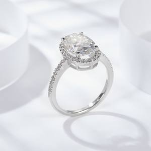 Anillo de Compromiso de Plata 925 Clásico con Diamante Ovalado de Alta Calidad Creado en Laboratorio, Certificado IGI, Joyería Fina - Product Image 4