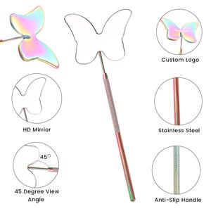 Grafted <b>Eyelash</b> Handheld Inspection Mirror Large Handle Butterfly Lash Mirror Wholesale Multifunction <b>Eyelash</b> Extension Mirror - Product Image 4