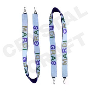 Lashicorn <b>Red</b> Customized White Gold Seed Bead Bag Straps 'Hook Em Horns' Fashionable Accessory Beaded <b>Purse</b> Strap - Product Image 3