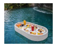 Panier de petit-déjeuner flottant de qualité supérieure plateau de service de piscine en rotin fait à la main
